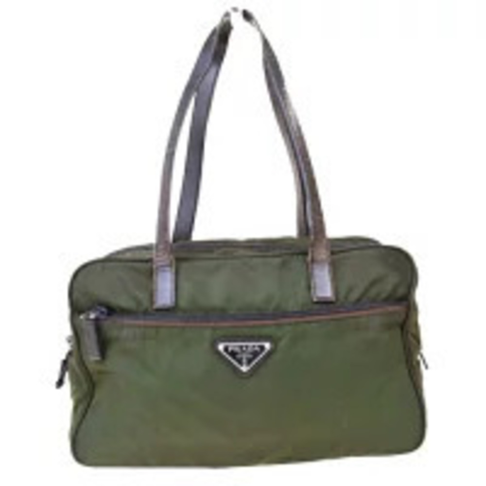 Prada Shoulder Bag Handbag Khaki Green Leather